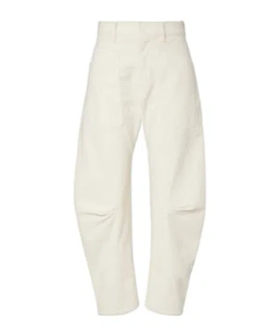 Nili Lotan Shon Corduroy Barrel-leg Pants In White