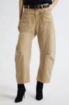Nili Lotan Shon Brushed Cotton-blend Twill Tapered Pants In Sand