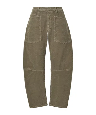 Nili Lotan Shon Cotton-blend Corduroy Tapered Pants In Green