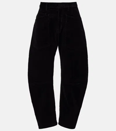 Nili Lotan Shon Cotton-blend Barrel-leg Pants In Black