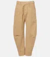Nili Lotan Shon Cotton-blend Barrel-leg Pants In Sand