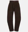 Nili Lotan Shon Cotton-blend Corduroy Barrel-leg Pants In Brown