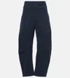 Nili Lotan Shon Cotton-blend Twill Tapered Pants In Blue