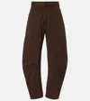 Nili Lotan Shon Cotton Twill Barrel-leg Pants In Brown