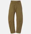 Nili Lotan Shon Cotton Twill Barrel-leg Pants In Green