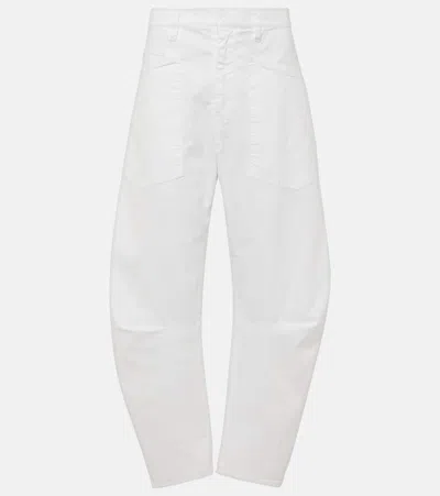 Nili Lotan Shon Cotton Twill Barrel-leg Pants In White