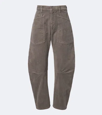 Nili Lotan Shon Cotton-blend Tubular Casual Trousers In Gray