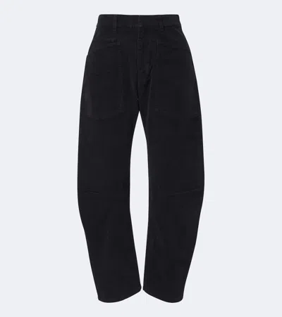 Nili Lotan Shon Cotton-blend Corduroy Barrel-leg Jeans In Black