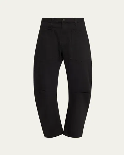 Nili Lotan Shon Curved Denim Pants In Black  