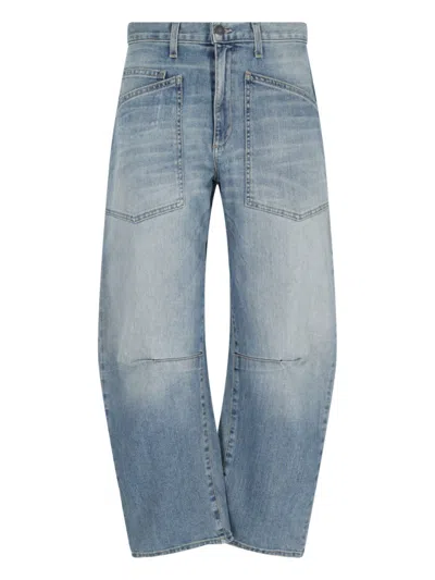 Nili Lotan 'shon' Curved Jeans In Blue