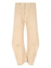 Nili Lotan Relaxed Fit Barrel Leg Pant In Beige