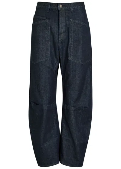 Nili Lotan Shon Darted Barrel-leg Jeans In Animal Print