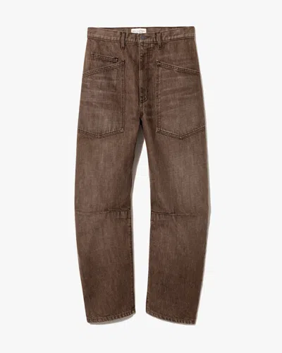 Nili Lotan Shon Mid-rise Barrel-leg Jeans In Brown