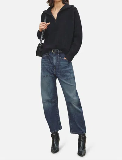 Nili Lotan Shon Barrel Jeans In Classic Wash In Blue