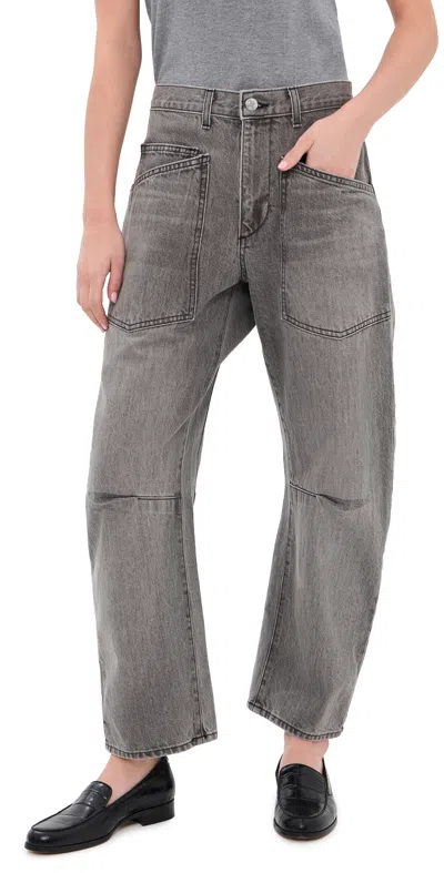 Nili Lotan Shon Mid-rise Barrel-leg Jeans In Gray