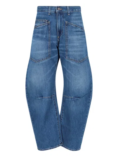 Nili Lotan Straight-leg Denim Jeans With Mid-rise Waist And Five-pocket Design In Blue