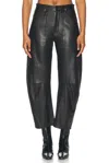 Nili Lotan Shon Barrel Leather Pants In Black