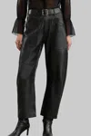 Nili Lotan Shon Leather Barrel-leg Pants In Black