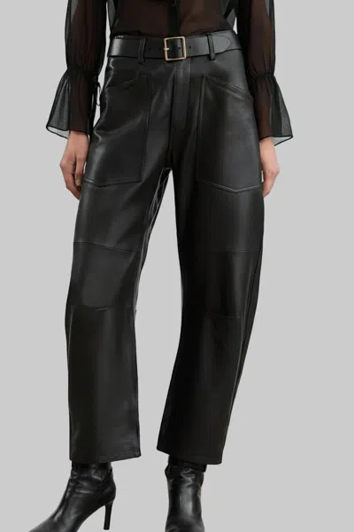 Nili Lotan Shon Leather Barrel-leg Pants In Animal Print