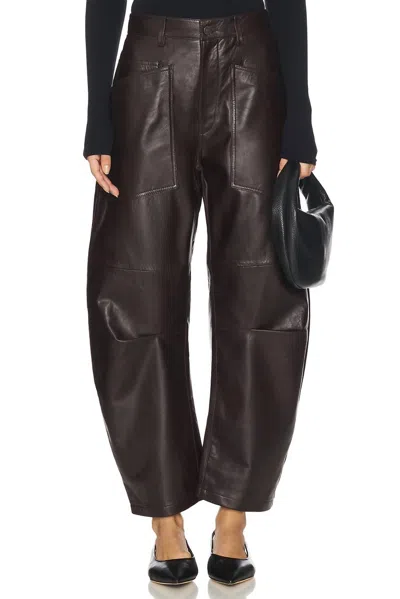 Nili Lotan Mid-rise Barrel Leg Lammleder-hose Shon Leather In Brown