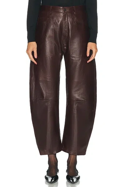 Nili Lotan Shon Leather Pant In Brown