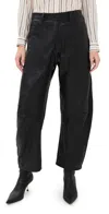 Nili Lotan Shon Barrel Leather Pants In Black