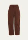 Nili Lotan Shon Mid-rise Cropped Pants In Oxblood