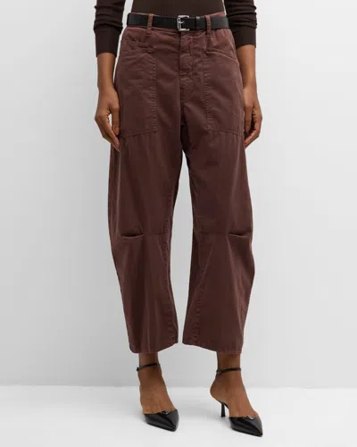 Nili Lotan Shon Mid-rise Cropped Pants In Oxblood