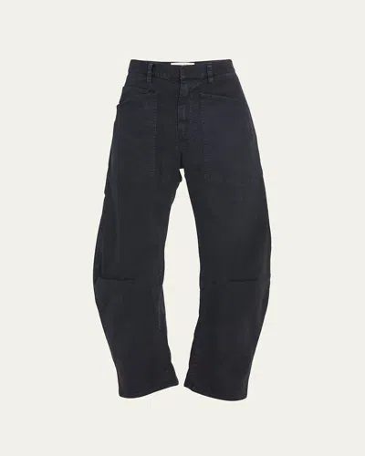 Nili Lotan Shon Mid-rise Cropped Pants In Blue
