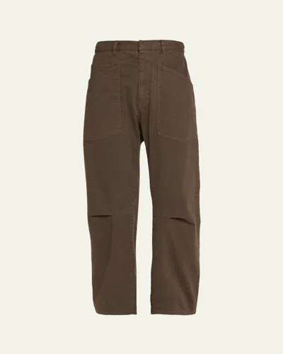 Nili Lotan Shon Mid-rise Cropped Pants In Dark Walnu
