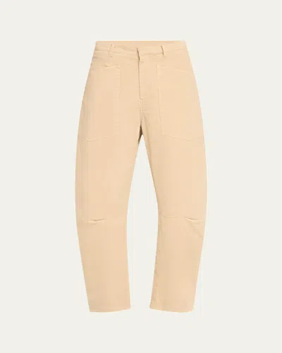 Nili Lotan Shon Mid-rise Cropped Pants In Sandstone