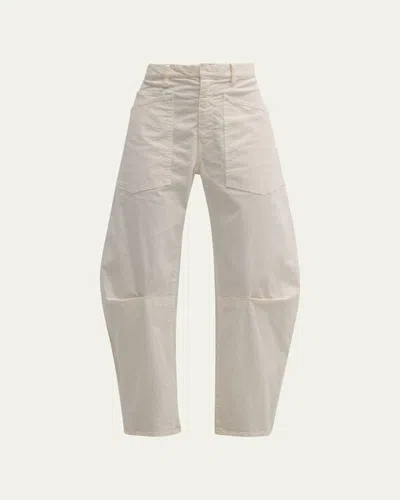 Nili Lotan Shon Cotton And Linen-blend Twill Tapered Pants In White