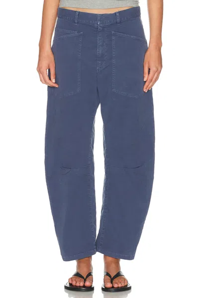 Nili Lotan Shon Cotton Barrel-leg Pants In Blue