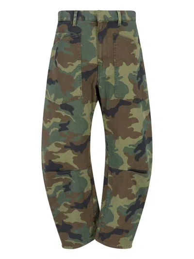 Nili Lotan Shon Camo-print Barrel-leg Ankle Pants In Multi