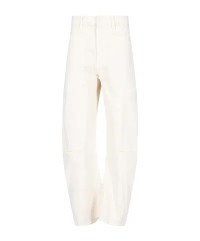 Nili Lotan Shon Cotton And Linen-blend Twill Tapered Pants In White
