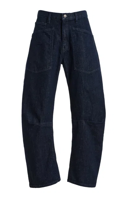 Nili Lotan Shon Rigid Mid-rise Wide-leg Jeans In Blue