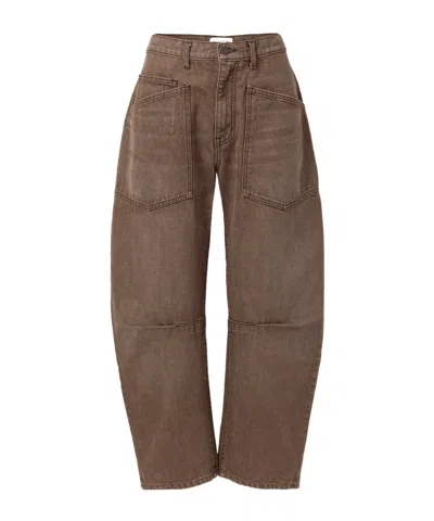 Nili Lotan Shon Mid-rise Barrel-leg Jeans In Brown