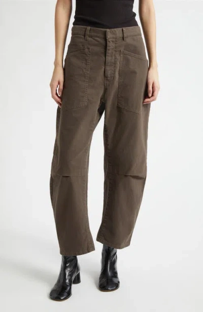 Nili Lotan Shon Stretch Cotton Pants In Brown