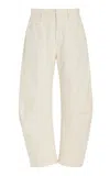 Nili Lotan Shon Cotton-blend Twill Tapered Pants In White
