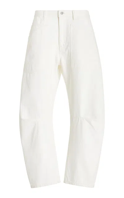 Nili Lotan Shon Cotton-blend Twill Tapered Pants In Neutral