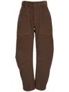 Nili Lotan Shon Mid-rise Stretch-cotton Barrel-leg Pants In Brown