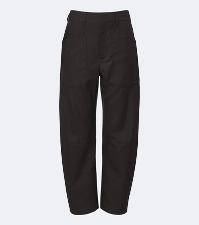 Nili Lotan Shon Virgin Wool Barrel-leg Pants In Brown