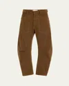 Nili Lotan Shon Mid-rise Stretch-cotton Barrel-leg Pants In Cigar Brown