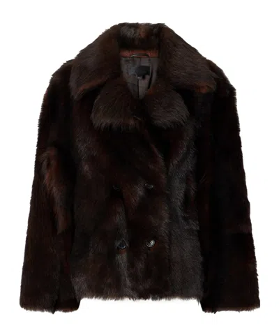 Nili Lotan Short Shearling Coat In Black