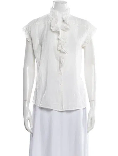 Pre-owned Nili Lotan Short Sleeve Blouse In Neutral