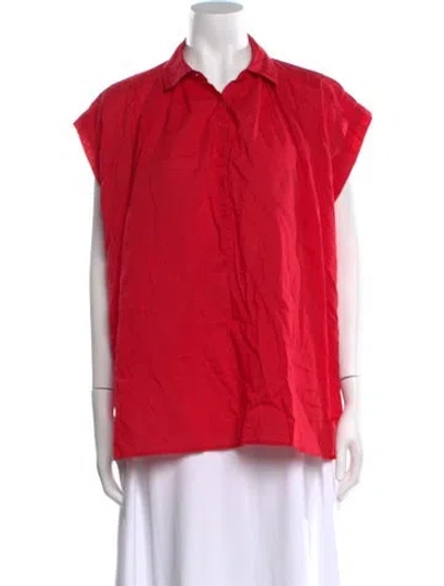 Pre-owned Nili Lotan Short Sleeve Blouse In Red