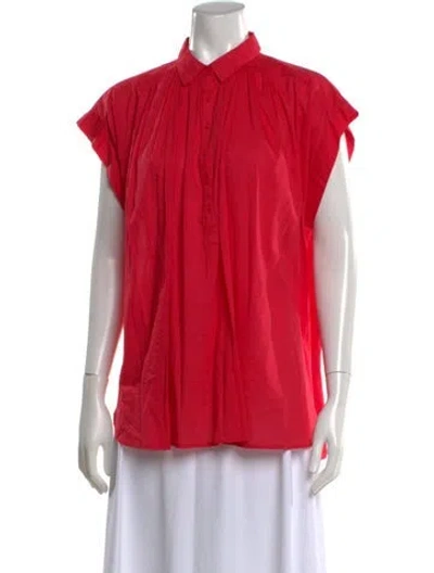 Pre-owned Nili Lotan Short Sleeve Blouse In Red