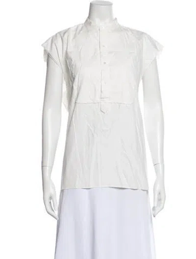 Pre-owned Nili Lotan Short Sleeve Blouse In White