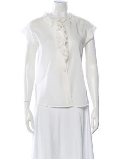 Pre-owned Nili Lotan Short Sleeve Blouse In White
