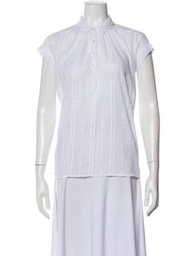 Pre-owned Nili Lotan Short Sleeve Blouse In White
